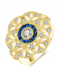 FLORAL STYLE SAPPHIRE DIAMOND RING (TR3825)